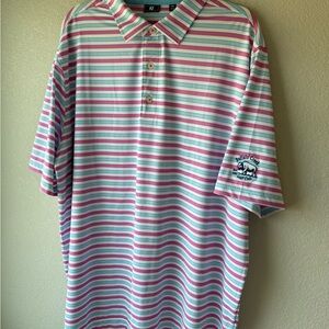 Striped Polo Shirt - Pink, Blue, and White